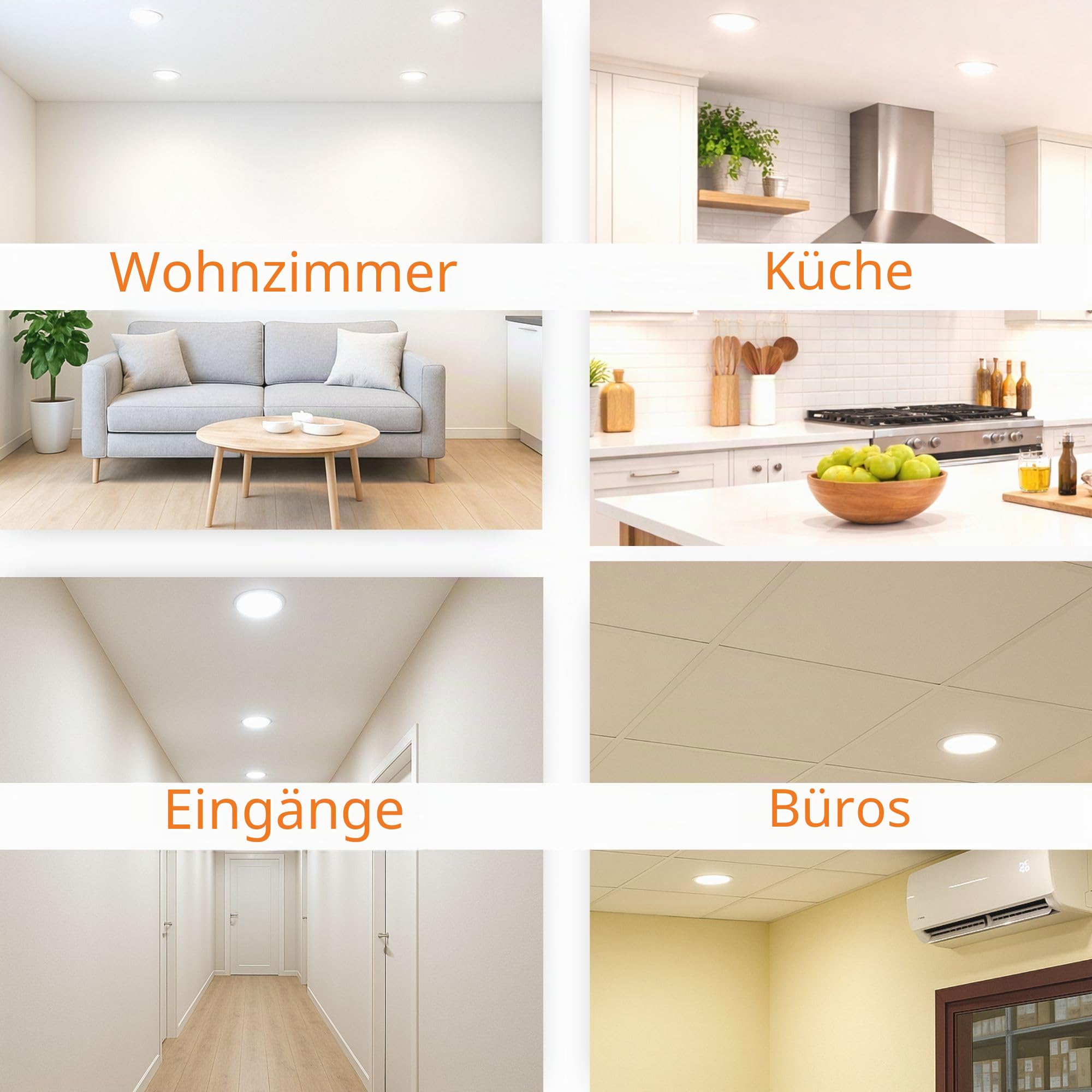JANDEI - 5er-Pack runde LED-Einbaustrahler, 18 W, 1500 Lumen, extraflach 13 mm, Montageloch Ø 200–205 mm, Kaltweiß 6000k, inklusive Transformatoren