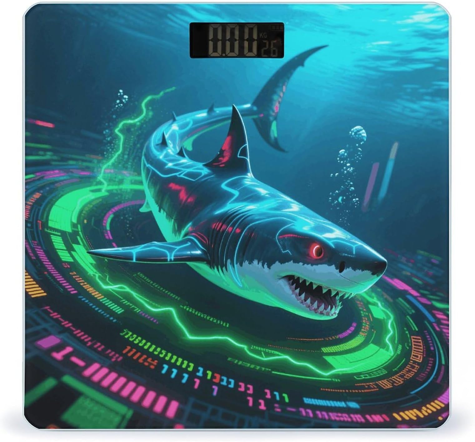 Shark Weight Scale Cute Bathroom Scale for Body Highly Accurate Digital Weighing Machine for People Compact LCD Display Scales with Sturdy Toughened Glass Scales