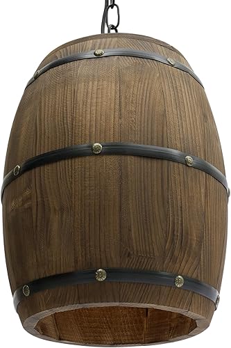 Miniatura 3 de Lámpara colgante de barril de vino de madera retro, decoración rústica, única, para cocina, bar, techo, lámpara de araña para bar, cafetería, hogar