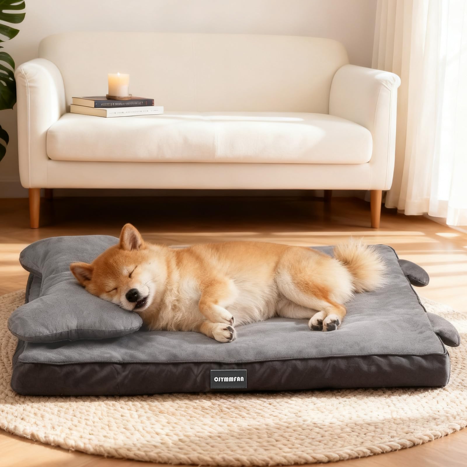 Orthopedic Dog Bed with Washable Cover, Waterproof Dog Cushion with Memory Foam and Removable Pillow for Head and Joint Support, Non-Slip Bottom, Bed