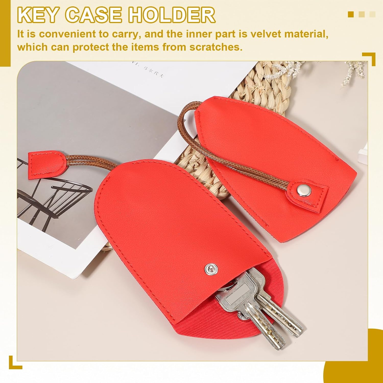 PATIKIL Car Key Case, PU Leather Key Pouch Key Fob Holder Pull Out Keychain Bag Sleeve for Car Home Keys image 3