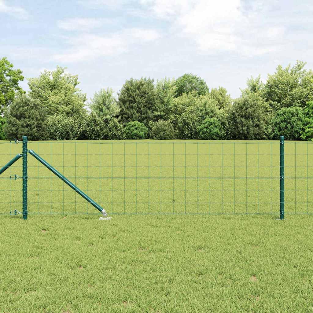 Valla con postes verde 0,4 x 10 m, valla europea de acero y PVC, juego de valla de jardín con alambre tensor y accesorios, valla de malla de alambre para jardín, terraza, recinto para