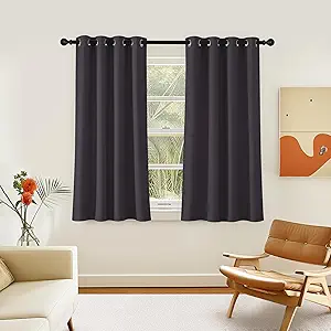 NICETOWN Room Darkening Short Curtain 54 inches Long for Living Room, Grommet Sound Reducing Thermal Insulated Curtains for Bedroom Nursery Window, 46W x 54L, 1 Piece, Greyish Purple
