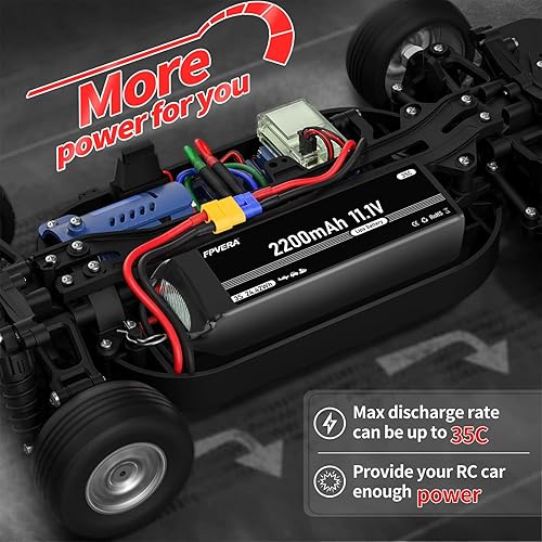 Miniatura 6 de FPVERA 3s Lipo Batería 35C 2200mAh 11.1V Lipo Batería con XT60 Conector para Avión RC Quadcopter Helicóptero FPV Drone