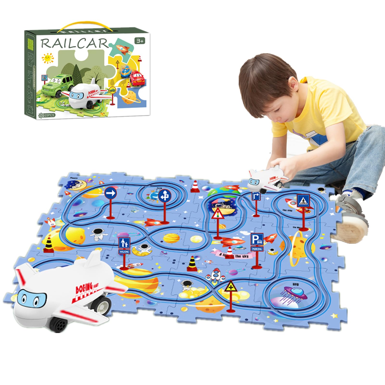 Buy DQTYE Puzzle Slot Car Track Playset DIY Assembling Electric Trolley BatteryOperated Toy