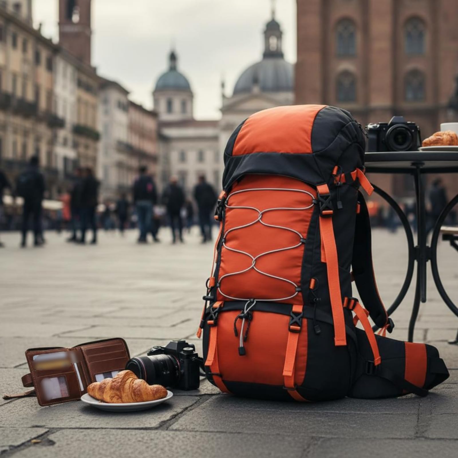 harayaa Rucksack Wasserdichter Outdoor Rucksack Wanderrucksack Trekkingrucksack Reiserucksack aus Nylon mit Gepolsterten Schultergurten Und Stabiler Trageform, Orange, Orange