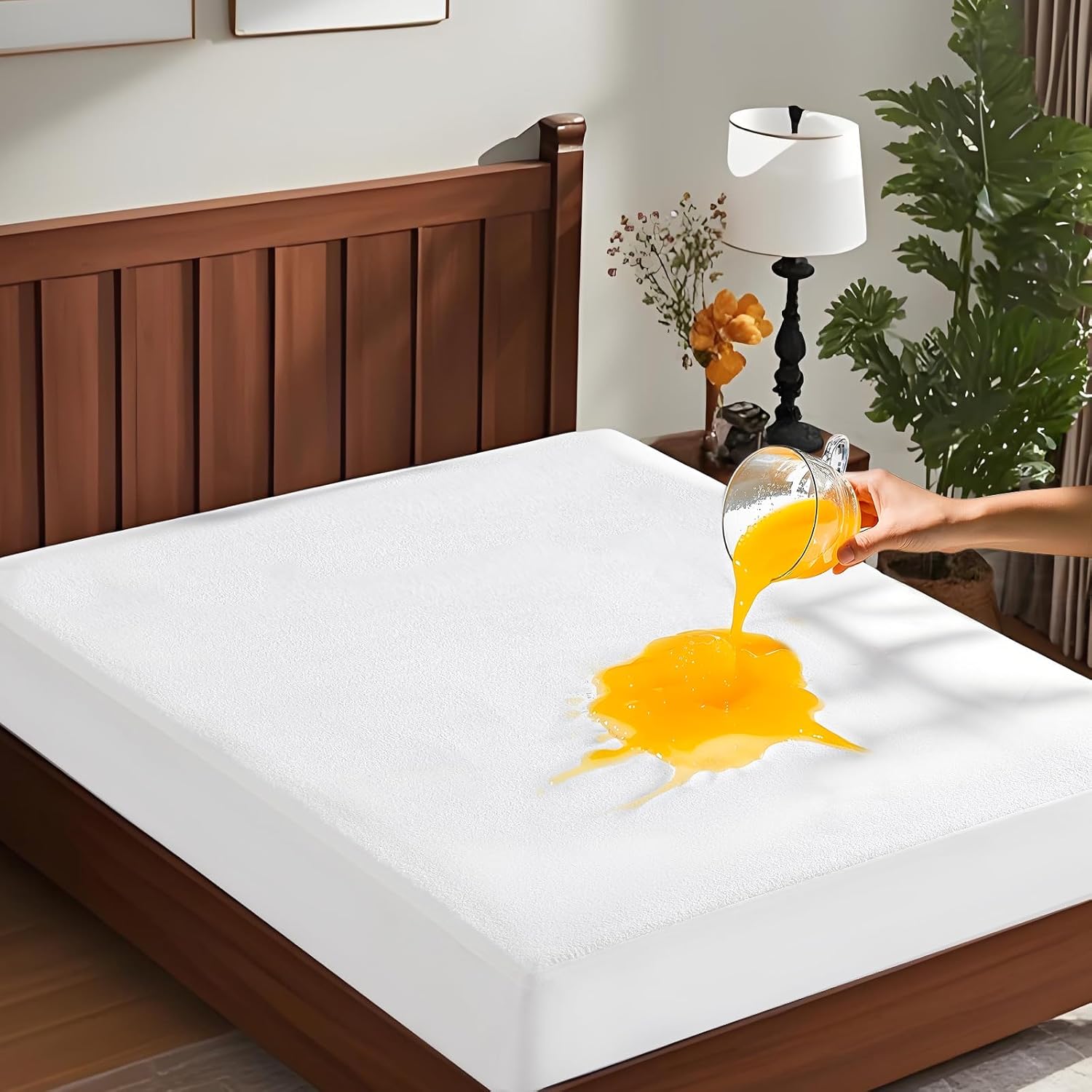 ClevaHome Queen Size 100 Waterproof Mattress Protector Deep Pockets Fits up to 18 Inches Soft Breathable Noiseless Terry