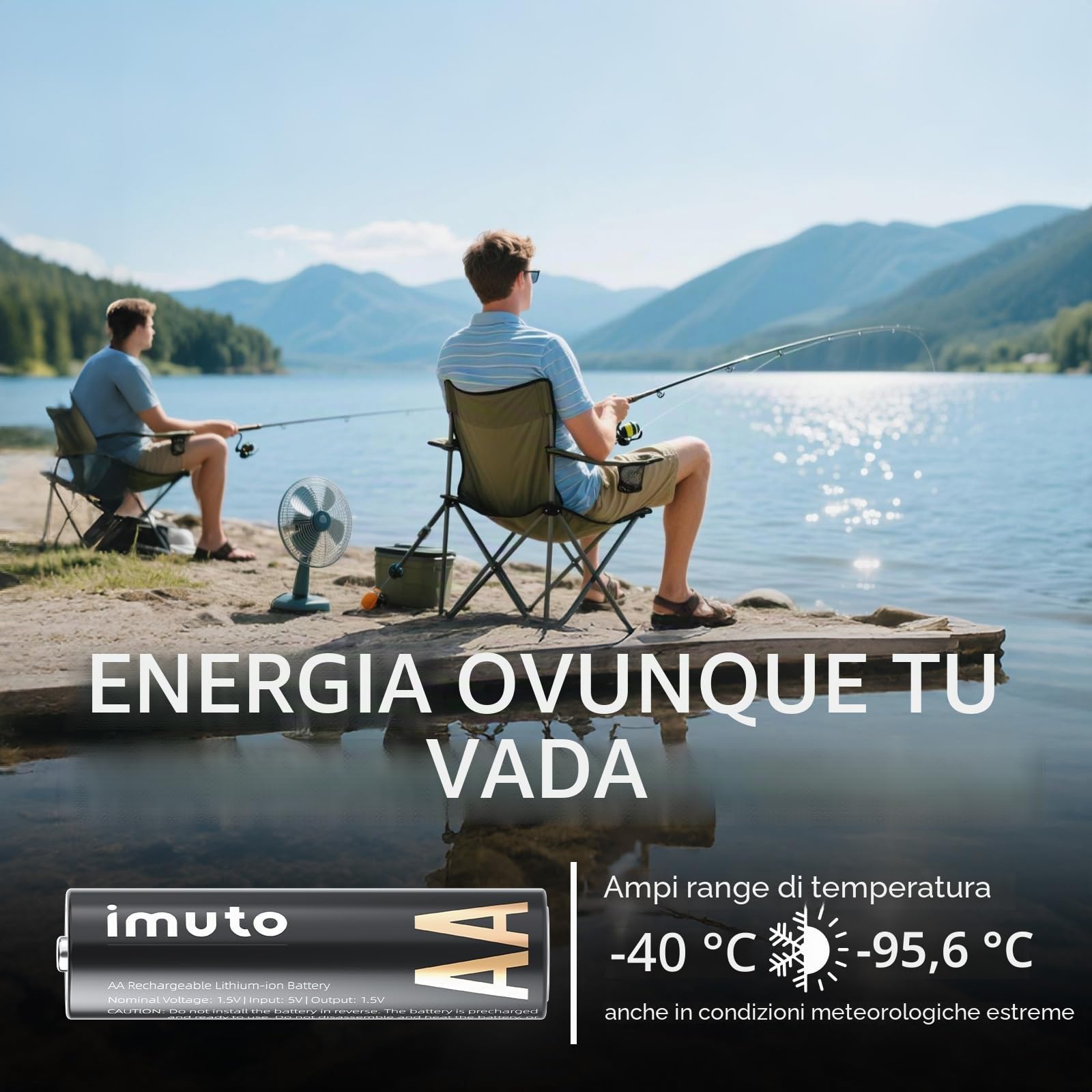 imuto 8 batterie AA ricaricabili al litio 1,5 V (3000-IMU8AA)