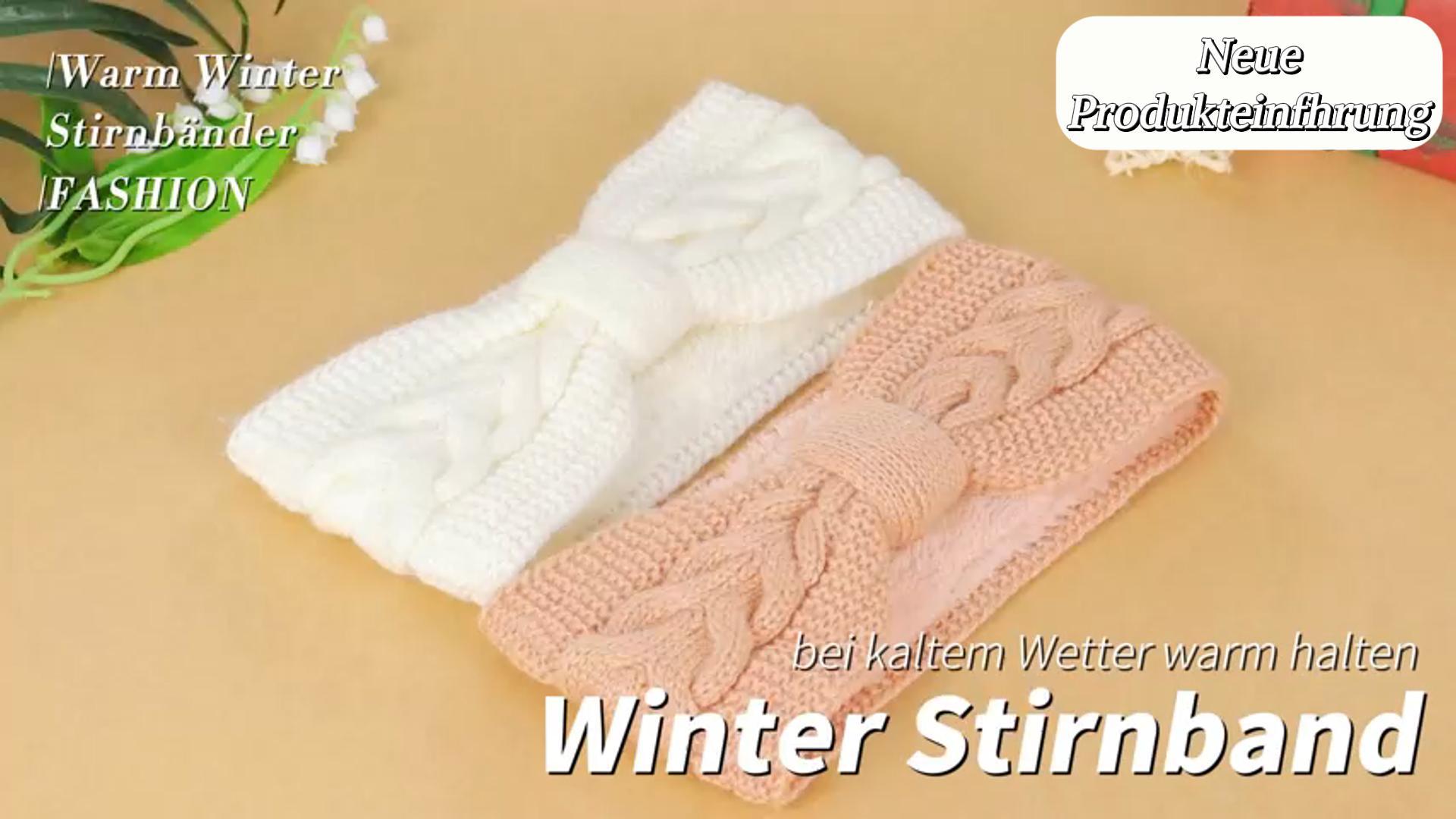Kavya Stirnband Damen Winter - 2er Set, Kuschelig Gefüttert, Ohrenwärmer, Strick-Optik