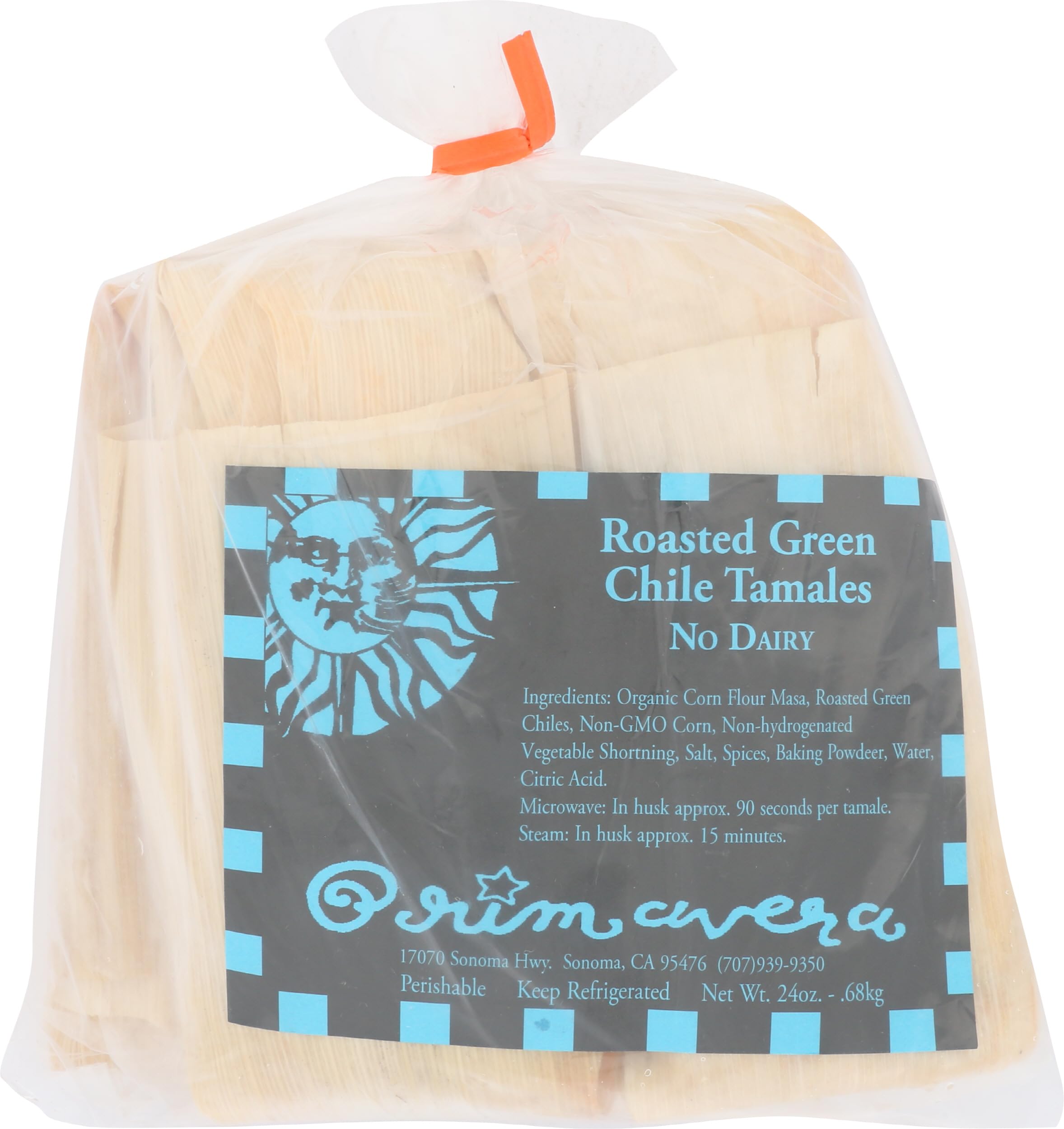 Primavera Nueva No Dairy Roasted Green Chile Tamales, 24 OZ
