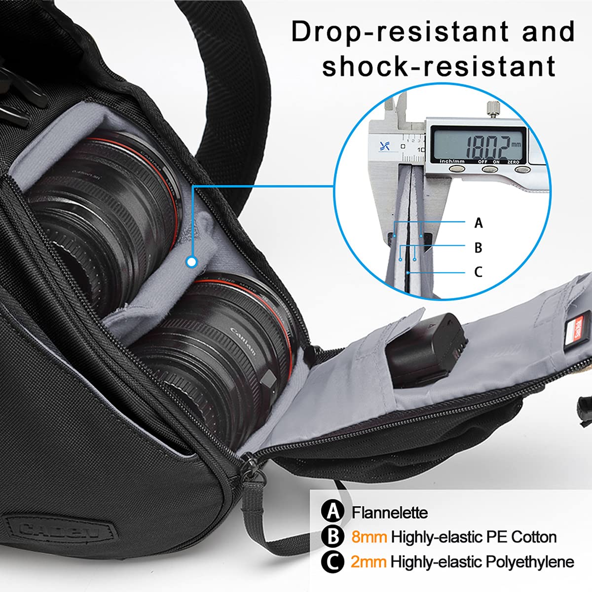 CADeN Bolsa Bandolera Camara Reflex - Estilo de diseño Triangular único con Cubierta contra la Lluvia Puede acomodar 1 cámara 3 Lentes 1 trípode y Otros Accesorios fotográficas para Canon Nikon Sony