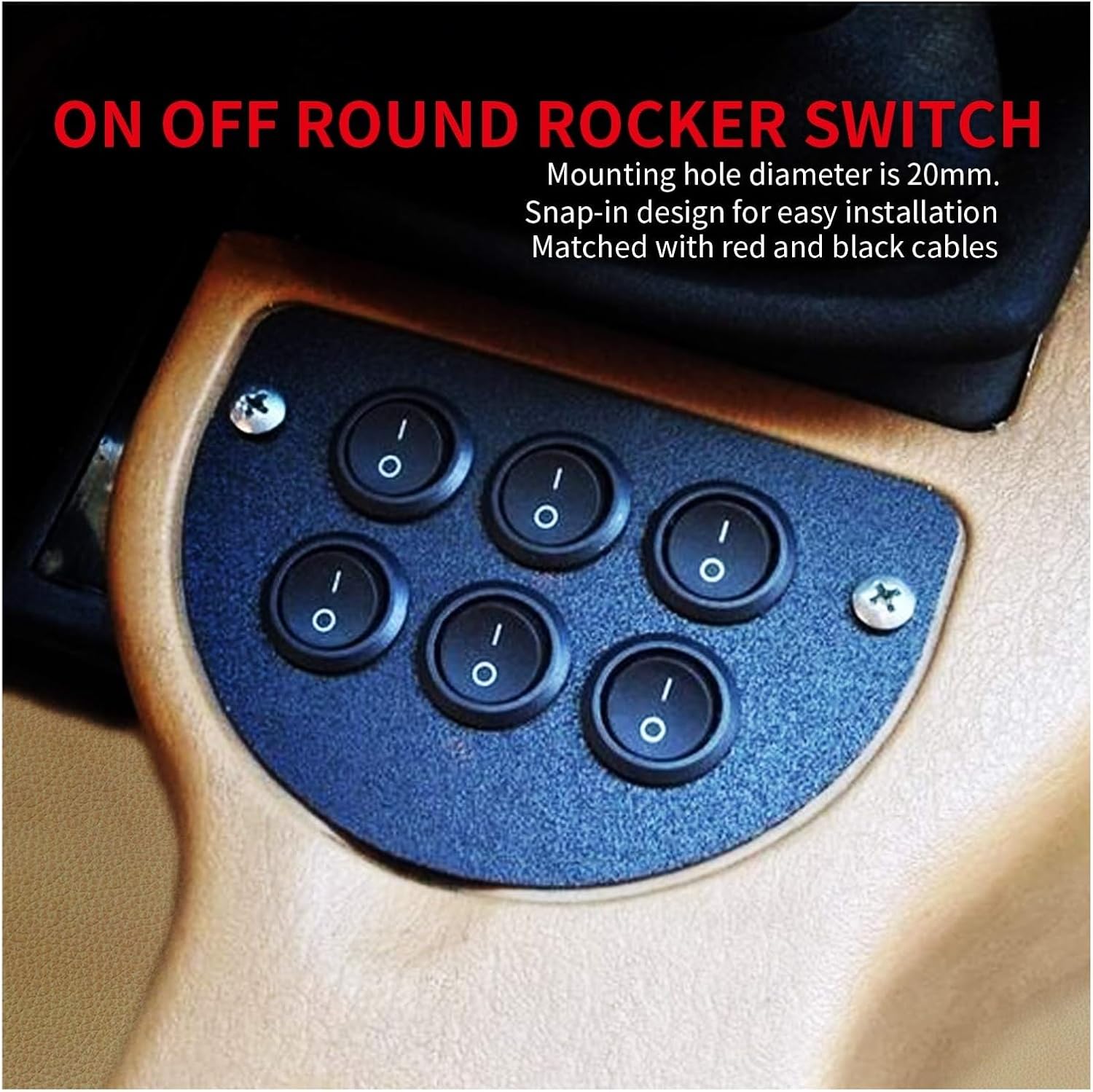 5 Pack Round Rocker Switches ON Off SPST 20mm Mini 12 Volt Toggle Switch 12V for Car RV 2 Pin 120V Wired KCD1