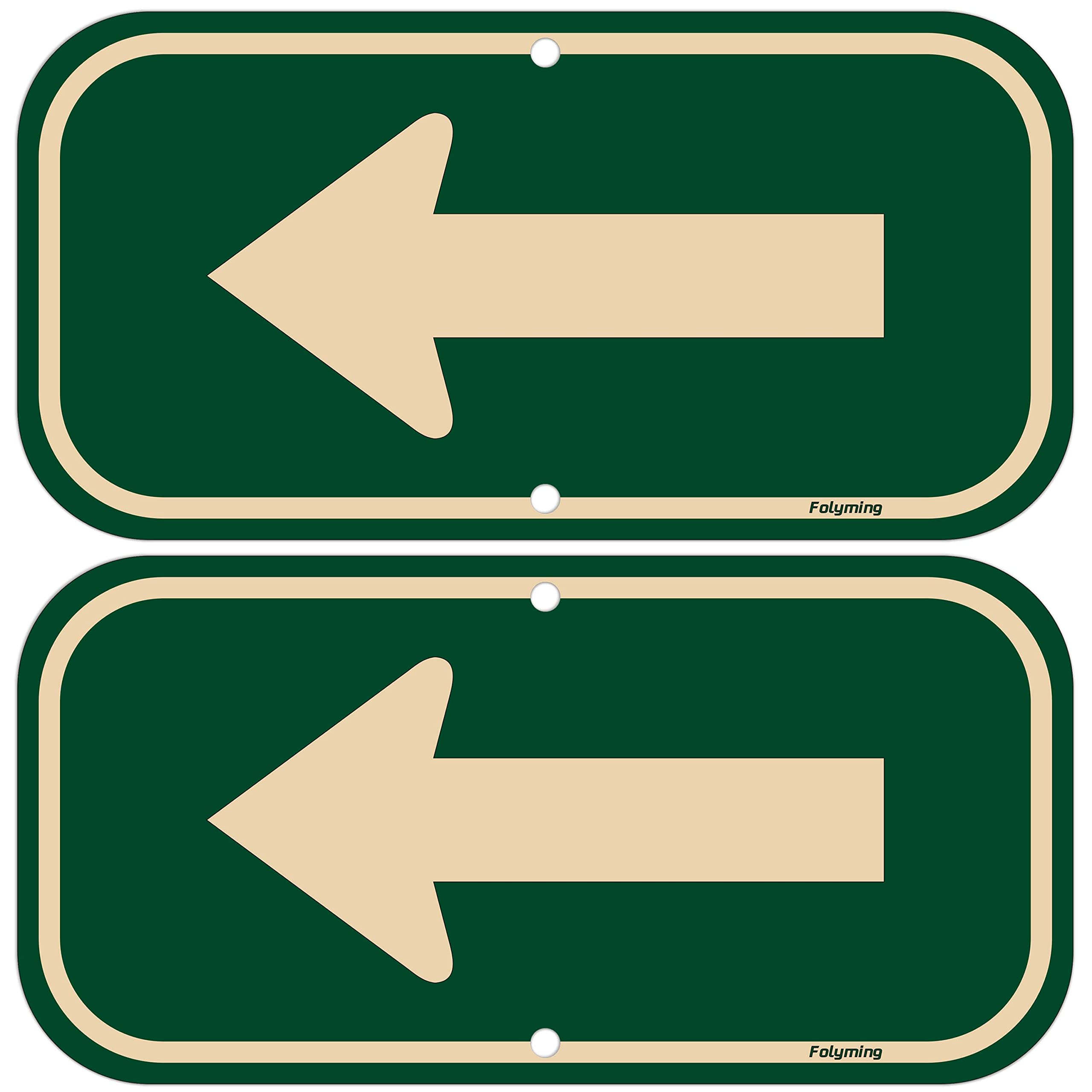 2 Pack Left Arrow Signs 12 x 6 Inches Arrow Signs Metal Reflective Sturdy Rust Aluminum Waterproof Easy to Install Indoor Outdoor Use