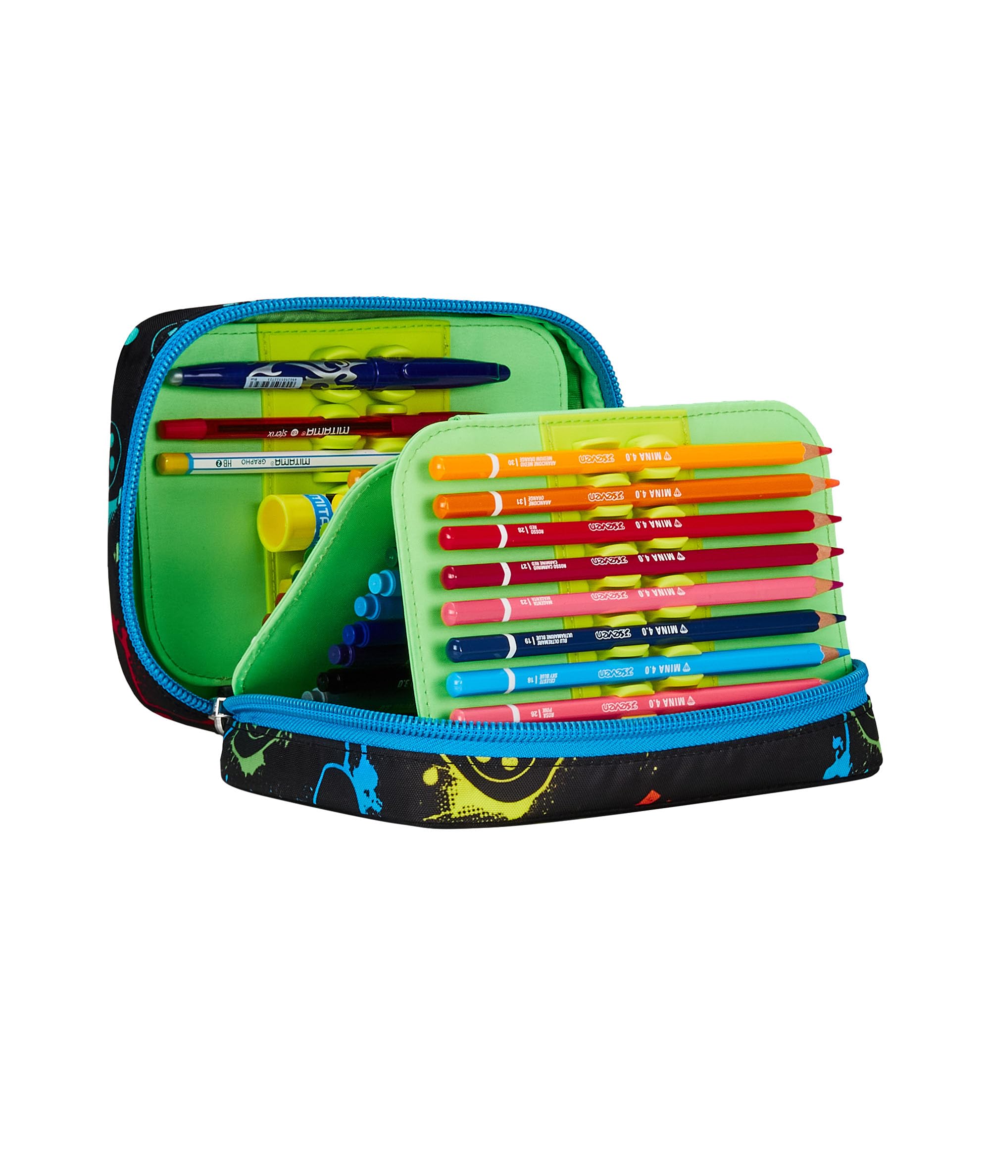 SJ GANG STYLE JAM GANG Astuccio Scuola Speed Pad, Nero, Portapenne Mono Scomparto Con Plance Amovibili e Penne, Matite, Colori, Accessori Zaino, Elementari, Medie, Bambino