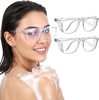 ElevateTech Safety Glasses Goggles, 2 Pcs Anti Fog Protective Eyewear Clear Eyelash Protector Shower Goggles Shield