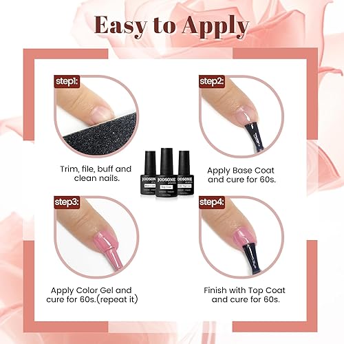 Miniatura 54 de JODSONE - Kit de esmalte de uñas de gel con lámpara ultravioleta de 32 colores, gel de uñas permanente para arte de uñas, estética u hogar, gel