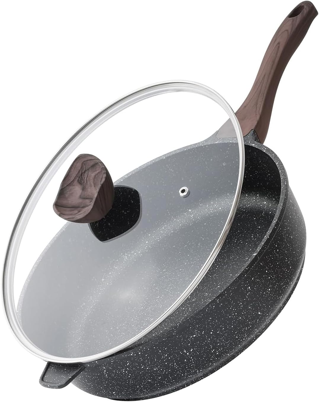 Kordisen Nonstick Deep Frying Pan with Lid, 12 Inch Large Skillet, 5 Qt Non Stick Saute Pan for Cooking, Healthy Induction Cookware, PFOA Free