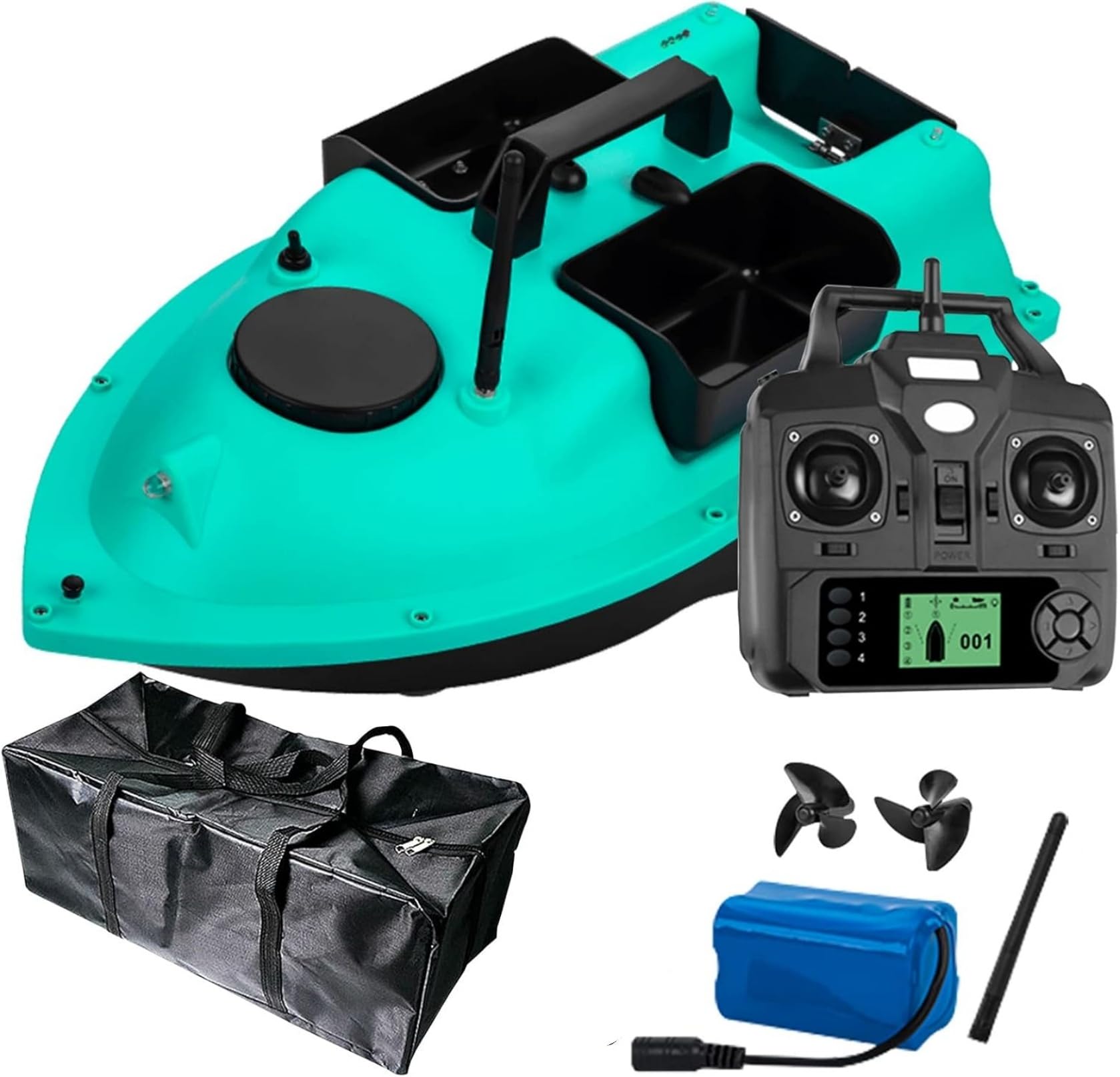 GPS-Smart RC Barca da esca wireless 2 kg Ricarica automatica Telecomando di ritorno 500 m Blu