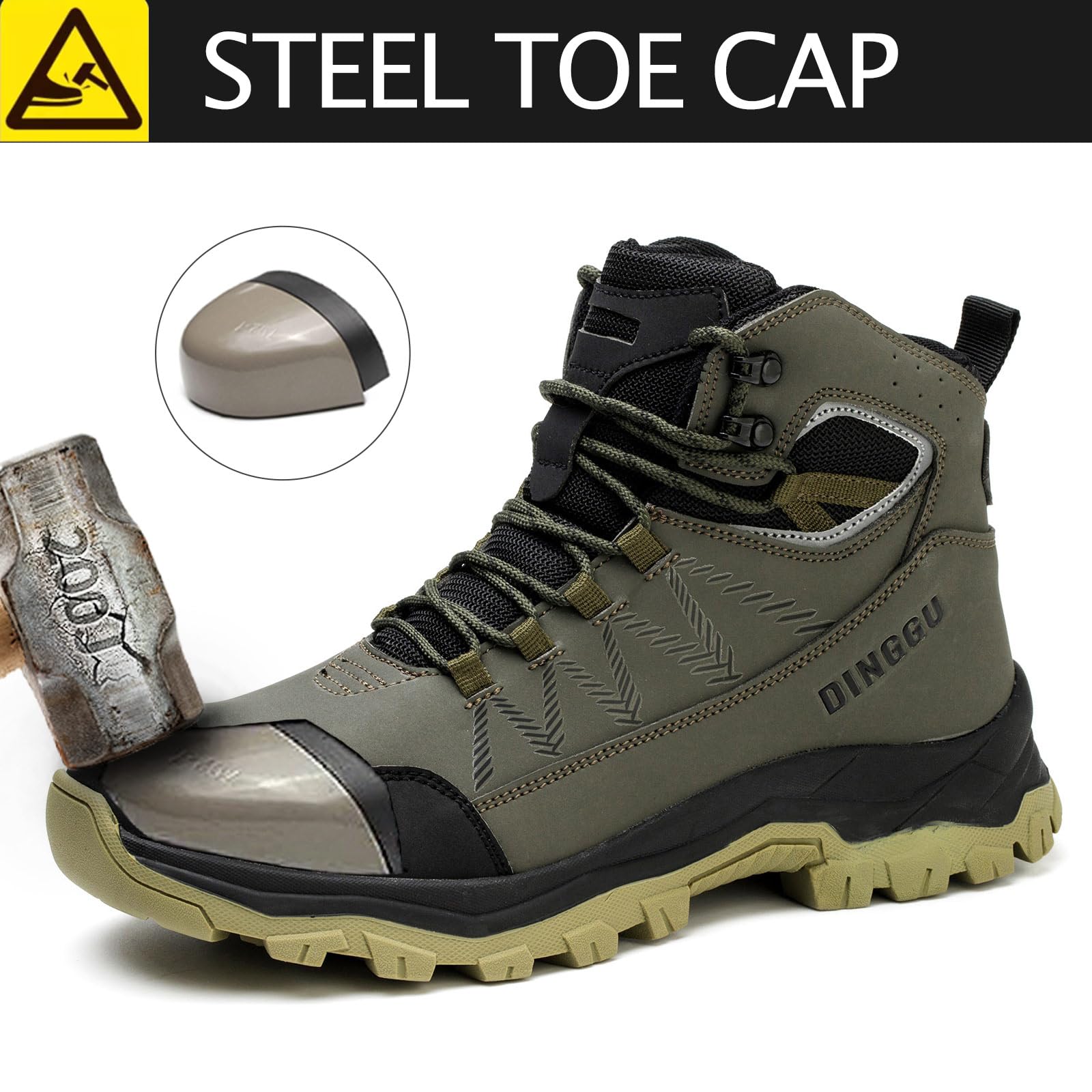 Steel Toe Boots for Men Waterproof Safety Work Boots，Comfortable Mens Industrial & Construction Boots
