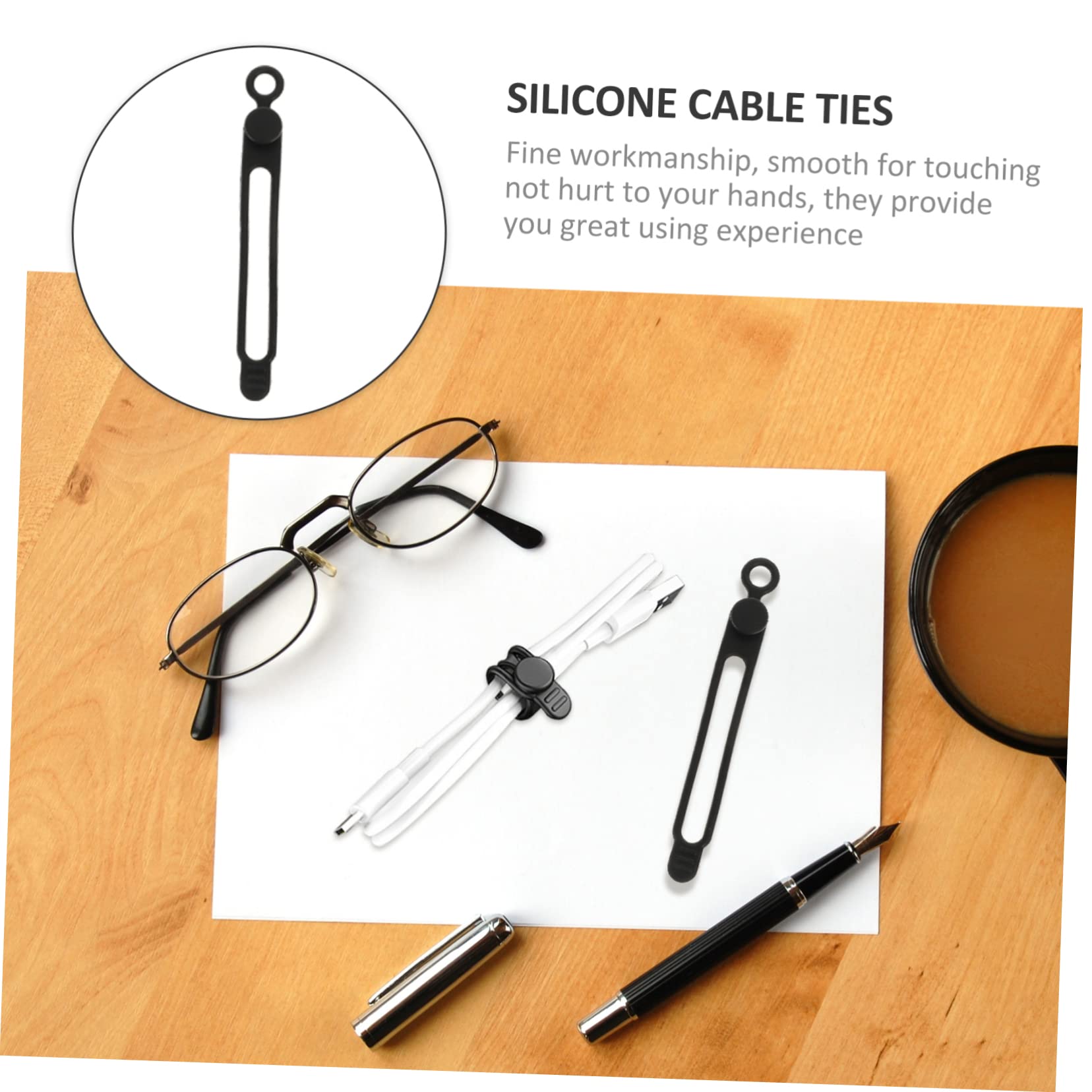 OSALADI 120piezas Ataduras De Silicona Reutilizables Para Organización De Cables Hogar y Oficina Para Cargadores y Electrodomésticos