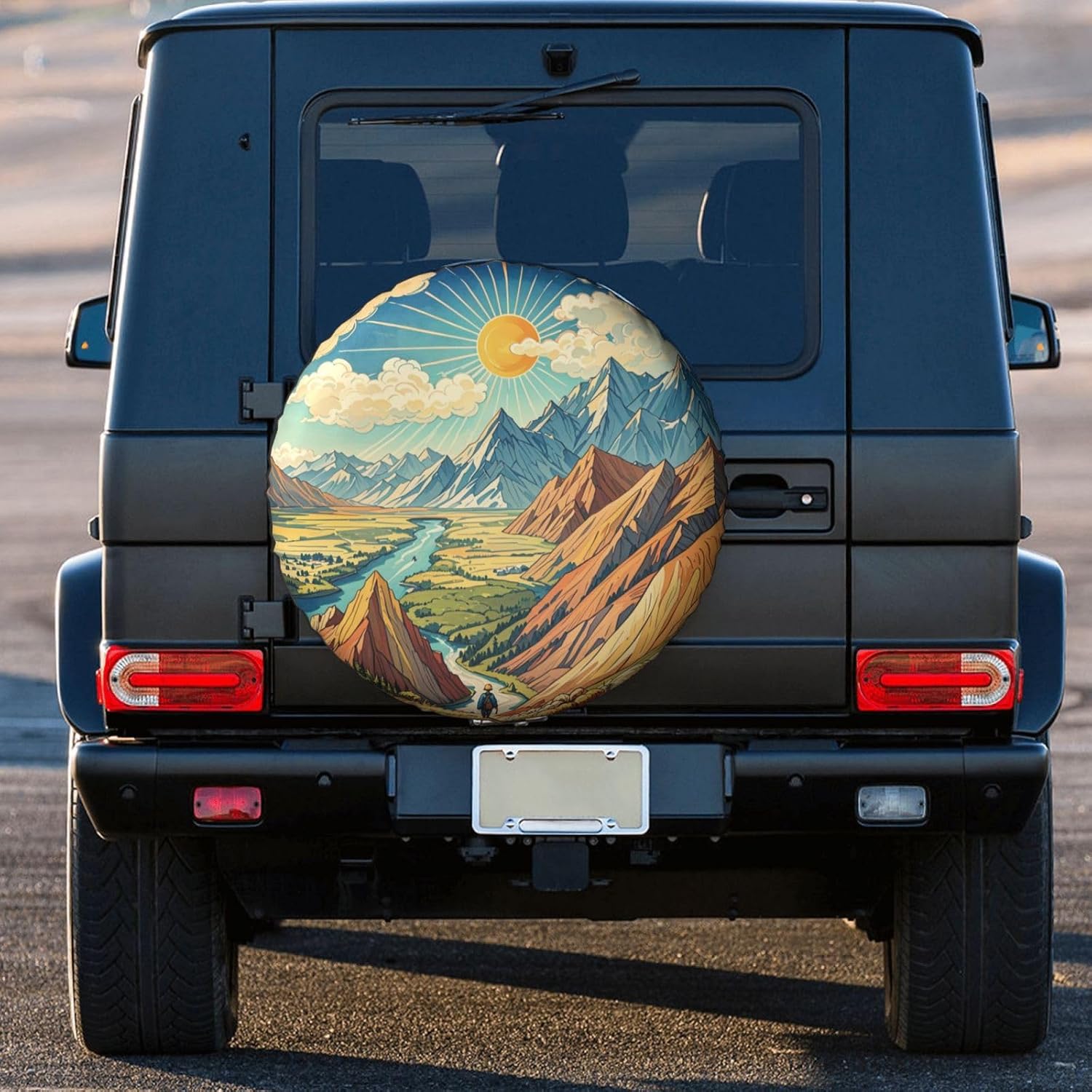 Mountains Natural Scenery Spare Tire Cover Wheel Protector Weatherproof Wheel Cover Universal Decorative Accessories for Camper RV SUV Travel Trailer 15"