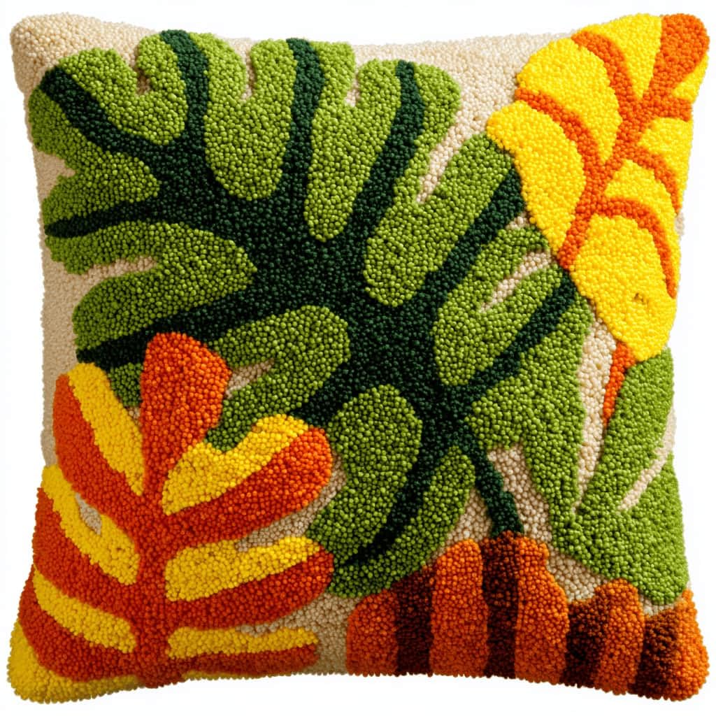 Kitquiver Latch Hook Kits Donkey for Adults,Leaf DIY Latch Hook Cushion Kits and Latch Rug Kits Cross-Stitch Embroidery Cushion Cover for Home Sofa Decoration 17X17 in