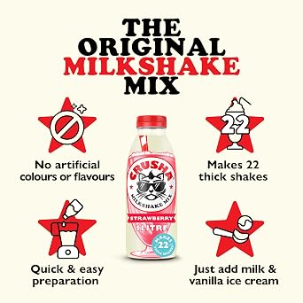 Crusha Strawberry Milkshake Mix - 1Litre