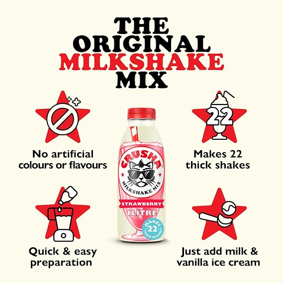 Crusha Strawberry Milkshake Mix - 1Litre