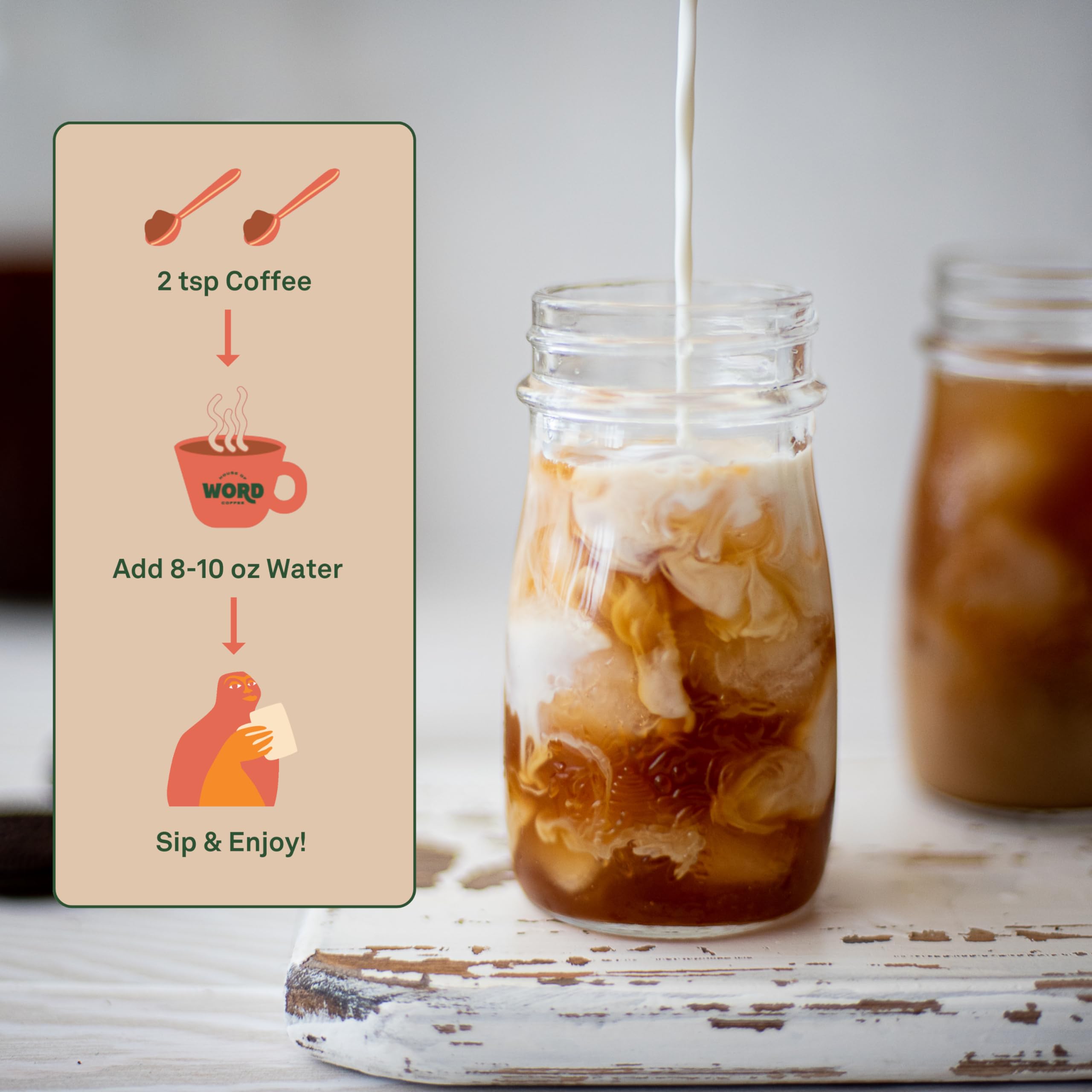 Słowo Arabica kawa rozpuszczalna średnia palona gorąca lub mrożona kawa odpowiedzialnie pozyskiwana kompostowalne opakowanie 100 porcji (300 g)