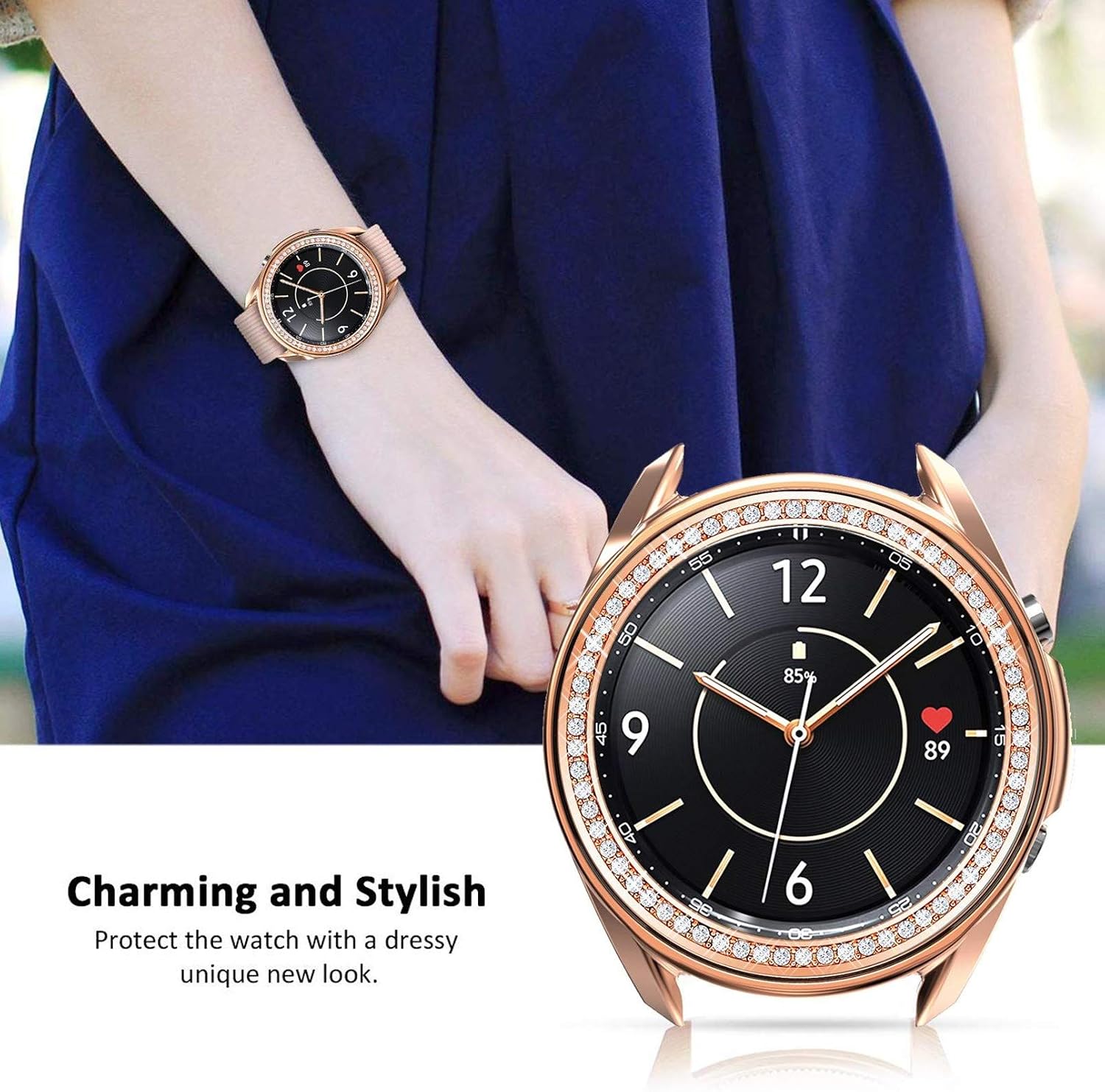 Abanen Case Cover with Bezel for Galaxy Watch 3 41mm, Soft Flexible TPU Bumper Case with Bling Crystal Watch Bezel Protective Cover Ring for Samsung Galaxy Watch3 41mm