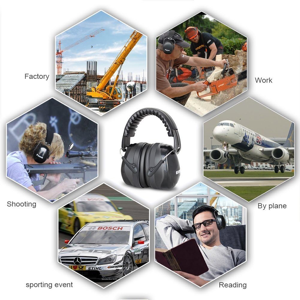 G & F Products 12010BL 34dB Highest NRR Safety Muffs-Professional Defenders Adjustable Headband Ear Protection, Shooting Hearing Protector Earmuffs Fits Adults to Kids, ONE Size, Black - - 