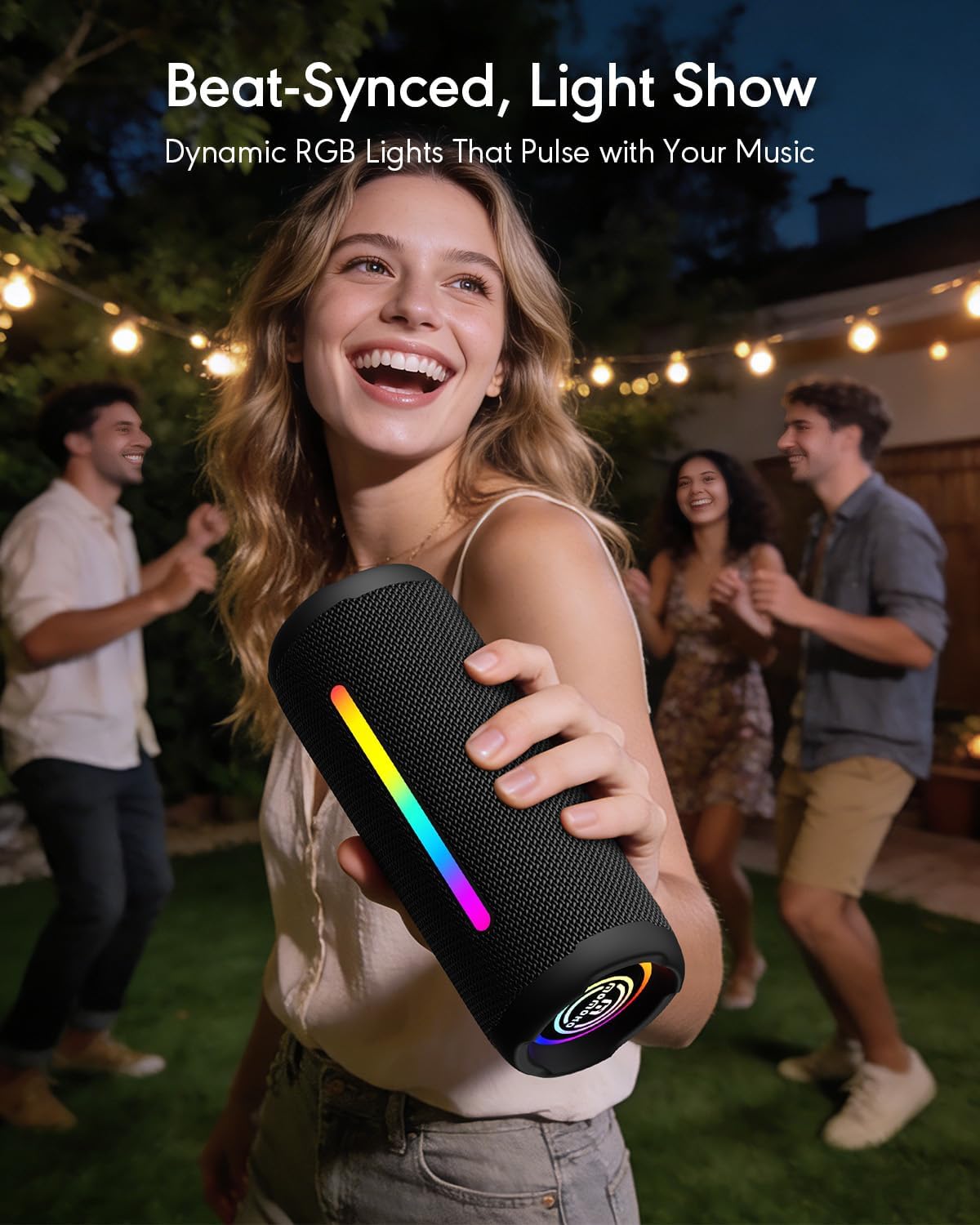 Portable Bluetooth Speaker, IPX7 Waterproof Wireless Speaker, 30W Loud Stereo Sound with Deep Bass, Bluetooth 5.4, EQ Mode for Home/Outdoor/Travel, Birthday Gifts for Adults Men Women Teen (Black) - Image 5