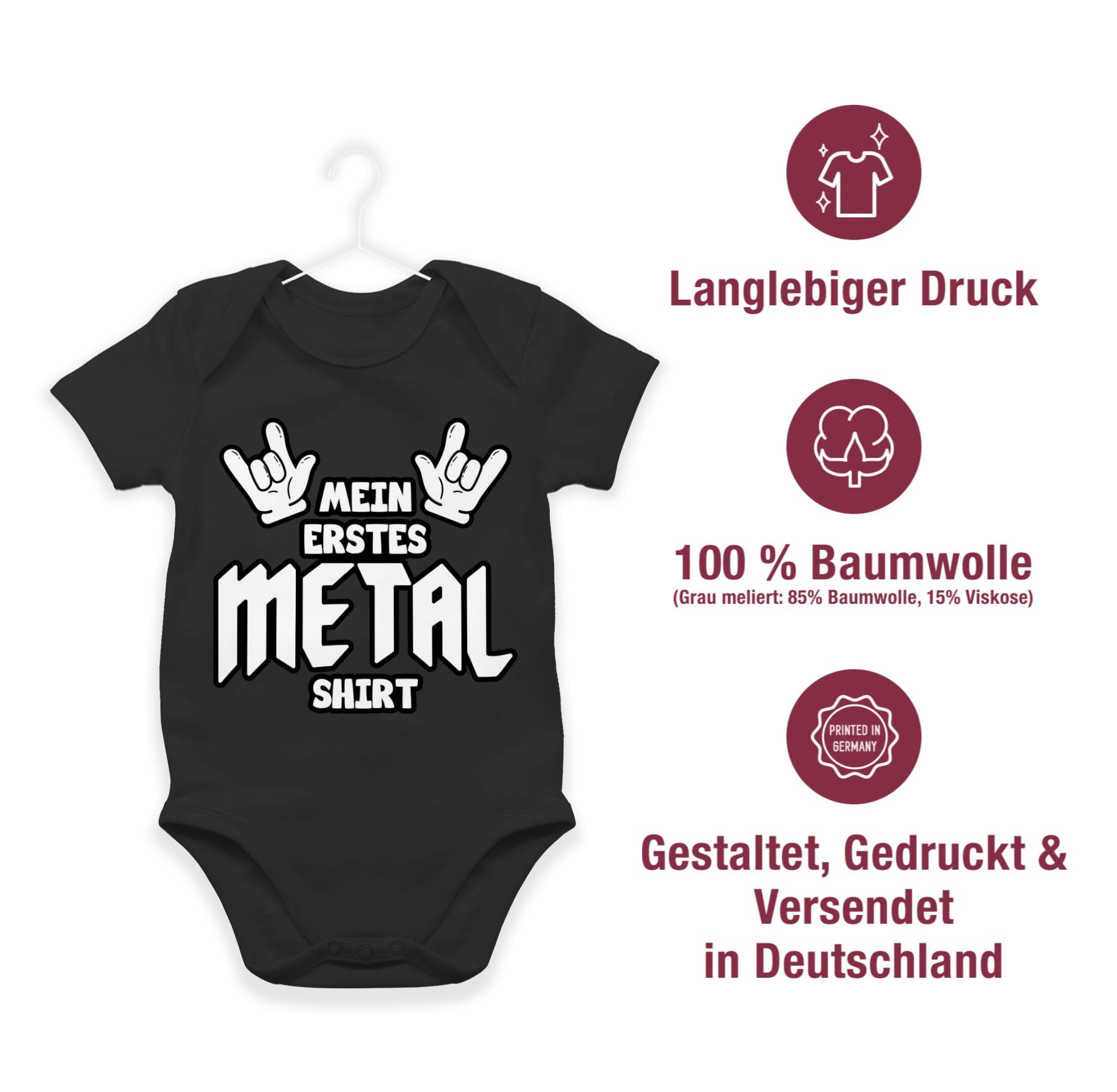 Shirtracer - Baby Body Kurzarm - Sprüche - Mein erstes Metal Shirt Comic