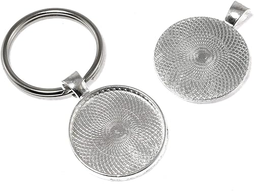 Miniatura 5 de Bandejas colgantes de bisel redondo, cabujón, base en blanco para manualidades, fotos, joyas, hallazgos, fabricación de accesorios, Plata Plata