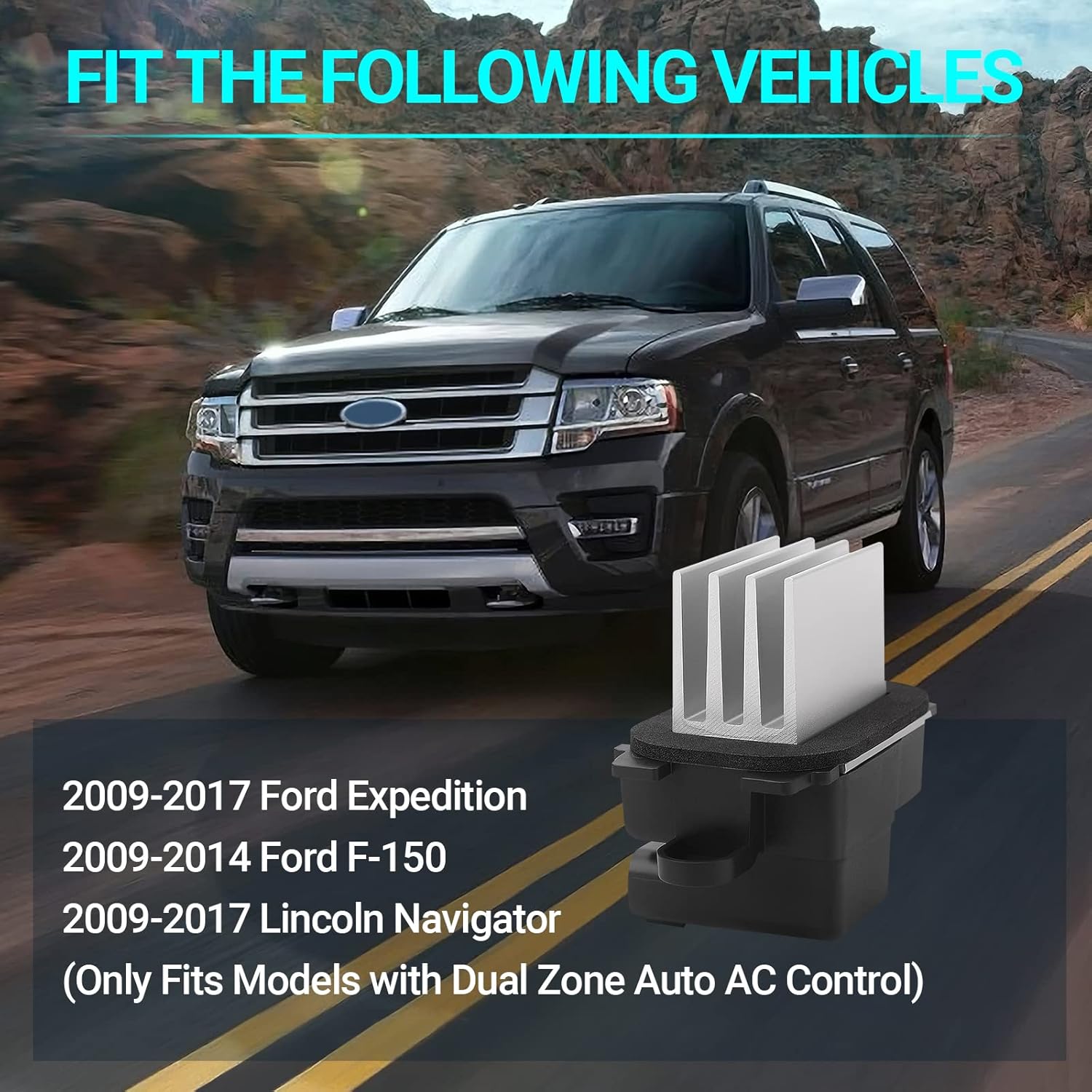 HVAC Blower Motor Resistor AC Blower Control Module - Compatible with 2010-2017 Ford Expedition 2010-2014 Ford F-150 2011-2017 Lincoln Navigator Auto Temp Control - Replace # BL3Z-19E624-A YH-1829