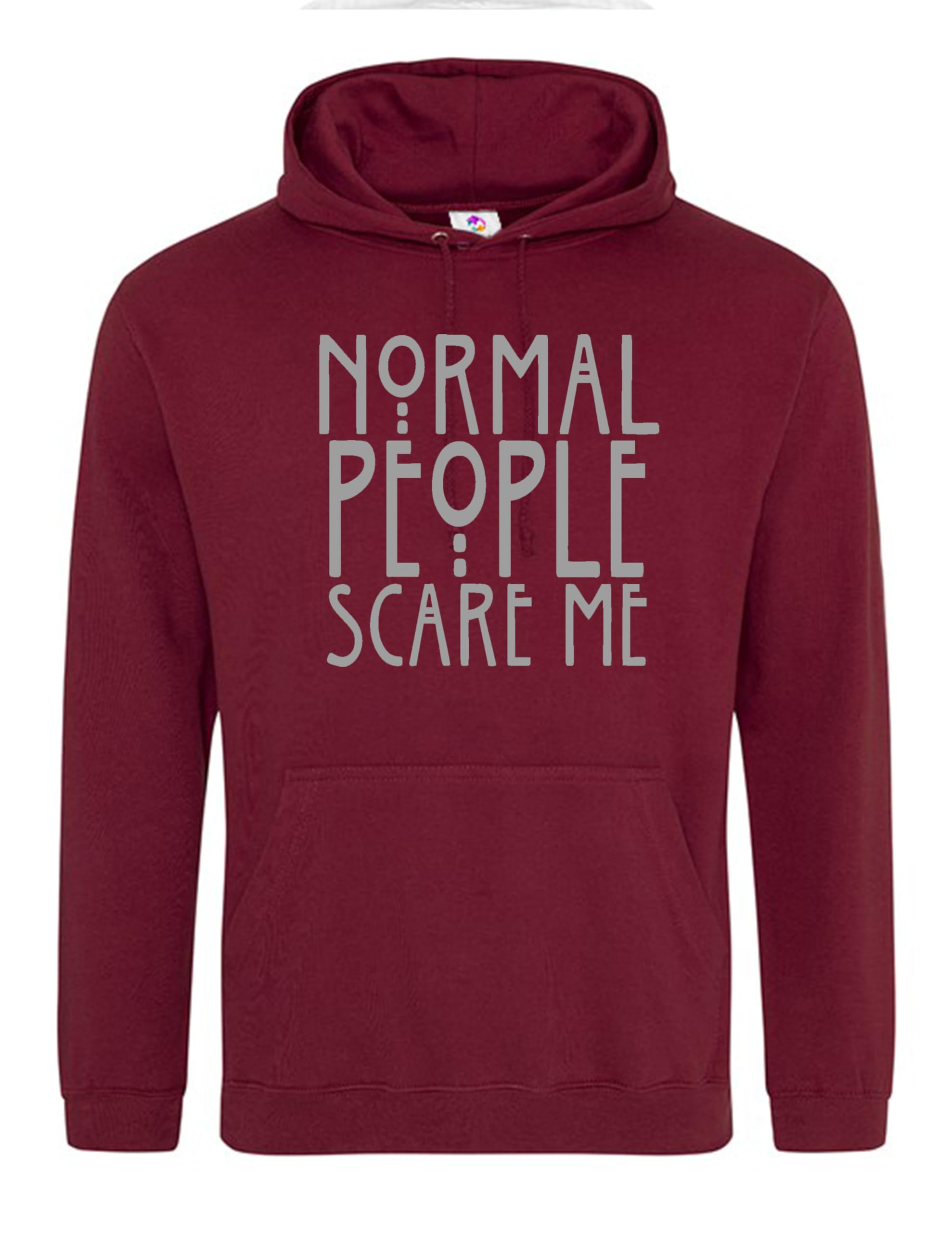 Moonbow Unisex Wine Funny Normal People Scare Me Hoodie For Men & Women– Trendy Gothic Pullover Sweatshirt –Soft Fleece – Aesthetic Grunge Streetwear, Comfortable & Warm, Gift For Alternative Fashion Lovers