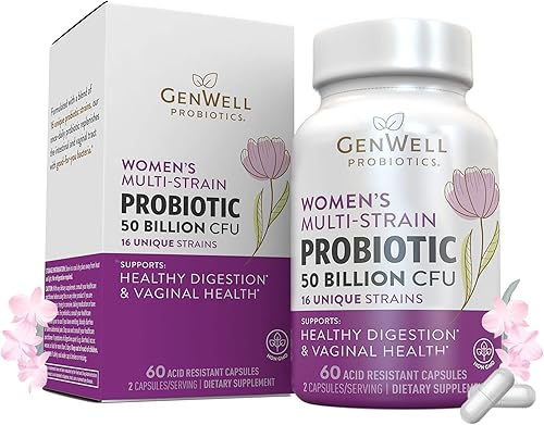Probióticos para mujeres 50 mil millones de UFC y 16 cepas 60 cápsulas, suplementos estables para la salud intestinal para mujeres, apoya la salud