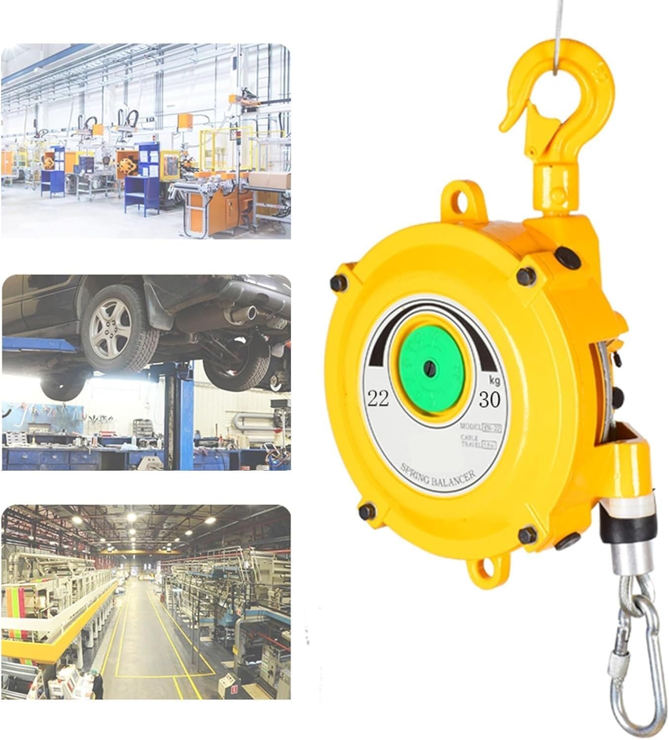 VUIKLCty Spring Balancer Tool Balancer With Wire Rope And Hook For Workshop And Automotive Equipment (Size : 22-30kg)