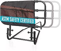 Stander EZ Adjust Bed Rail - ASTM Certified Adjustable Safety Rail for Seniors, Elderly Fall Prevention with Organizer Pouch, Black