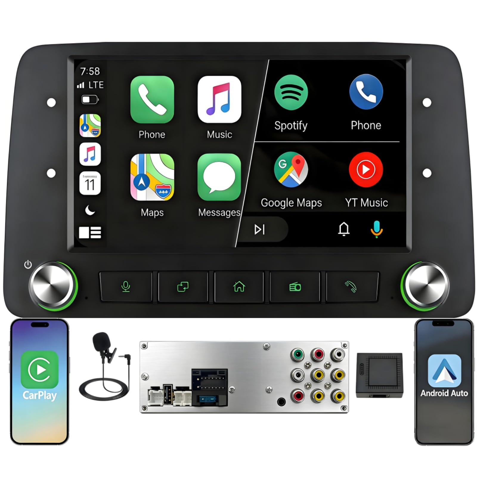 FIAT Panda 2003-2012 Autoradio 1 DIN CarPlay wireless Android Auto DSP RDS | Sistema Linux,avvio rapido 2s,Plug&Play,Bluetooth,CANBUS,comandi volante originali,schermo supporto telecamera posteriore