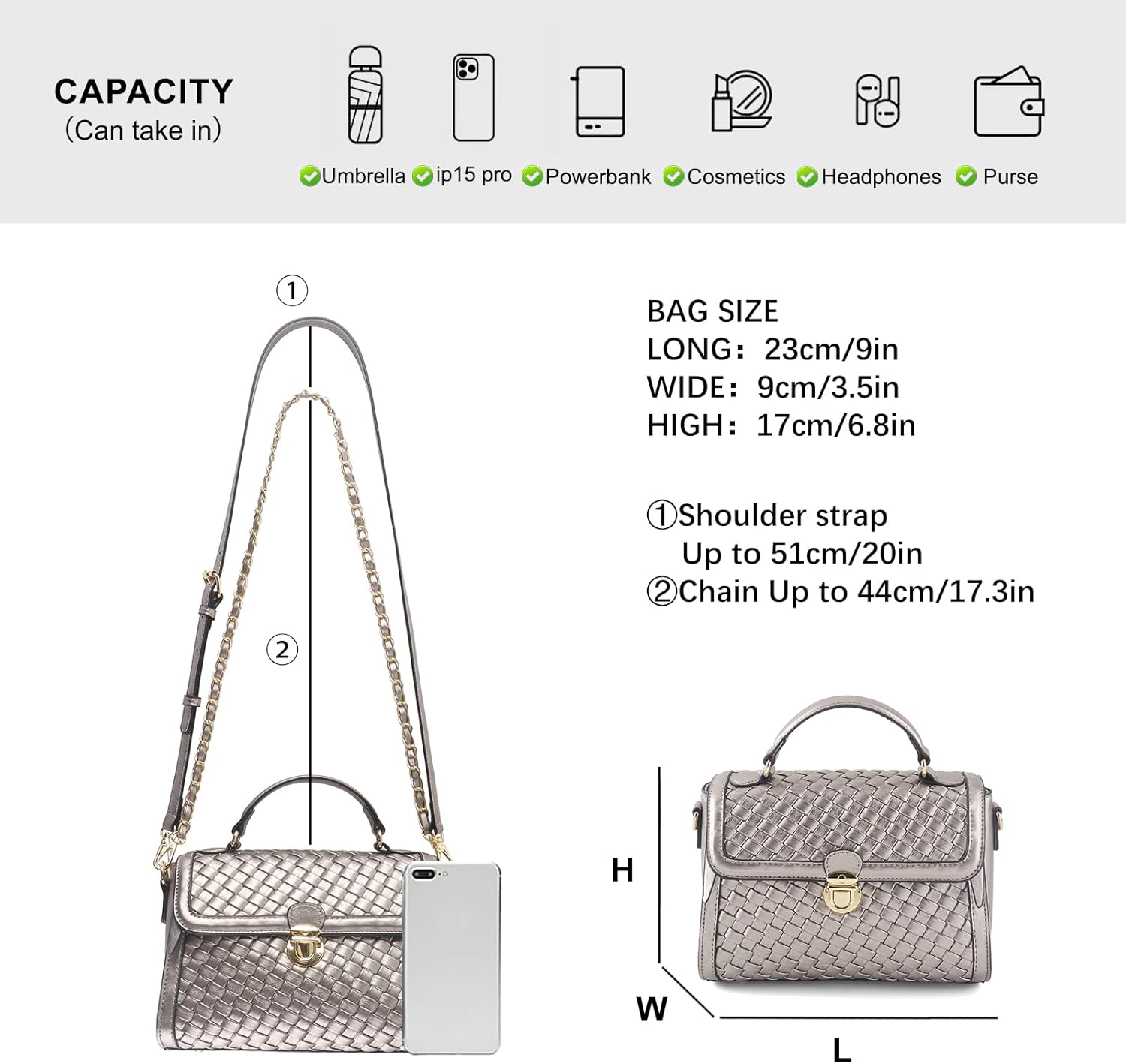 Woven Purses For Women Crossbody Shoulderbag Vegan Leather Handwoven Top Handle Satchel Zip Cross Body Purse - Image 4