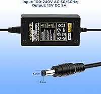 Vista 3 de Adaptador de corriente de cámara de seguridad 12V 5A 100V-240V AC a 12V DC LED Transformadores de potencia Cable divisor de potencia de 8 vías