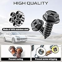 Vista 4 de LivTee Tornillos de matrícula inoxidables para asegurar marcos y cubiertas de matrícula en automóviles y camiones, 4 juegos de pernos de montaje