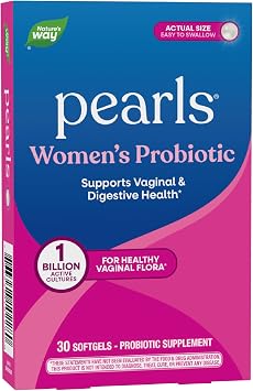Natures Way Womens Probiotic Pearls, Supports Vaginal and Digestive Health*, 1 Billion Live Cultures, Protects Against Occasional Bloating & Constipation*, Easy-to-Swallow Softgels, 30 Count