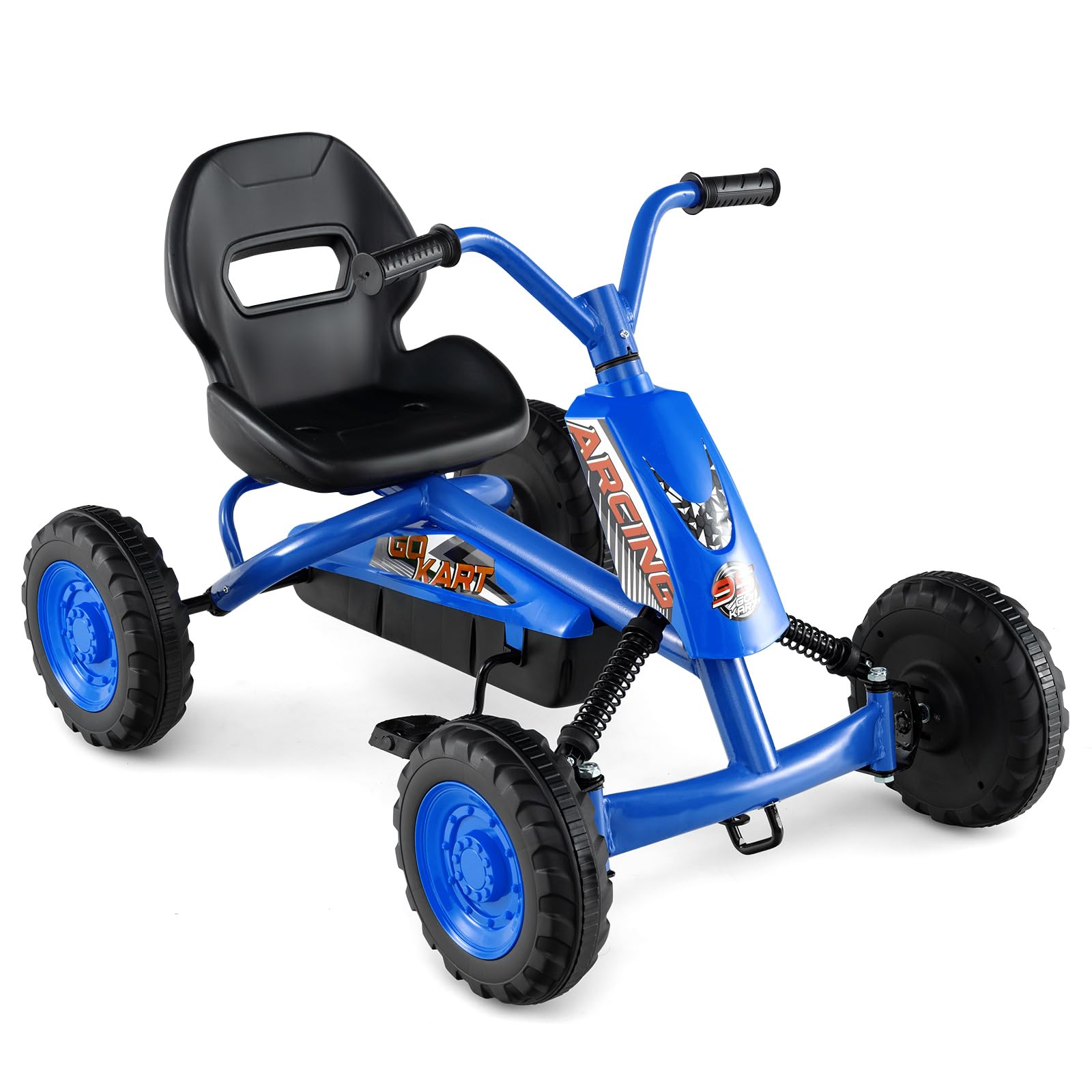 Costzon Go Kart for Kids, 4 Wheel Toddler Ride On Pedal Car (Blue)