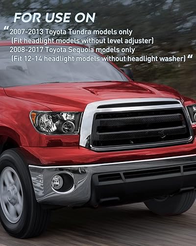 Miniatura 8 de Nilight Conjunto de faros delanteros para Toyota Tundra 2007 2008 2009 2010 2011 2012 2013 Sequoia 2008-2017 repuesto carcasa negra reflector ámbar