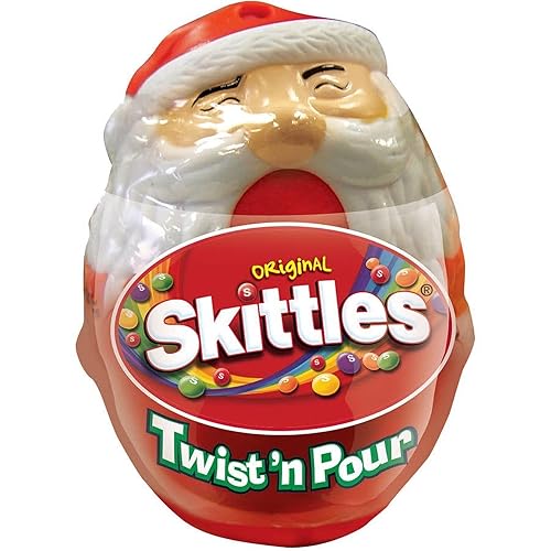 Edición limitada Skittles Original Holiday Twist' N Pour Christmas Candy Santa, 1.5 onzas (1 por pedido)