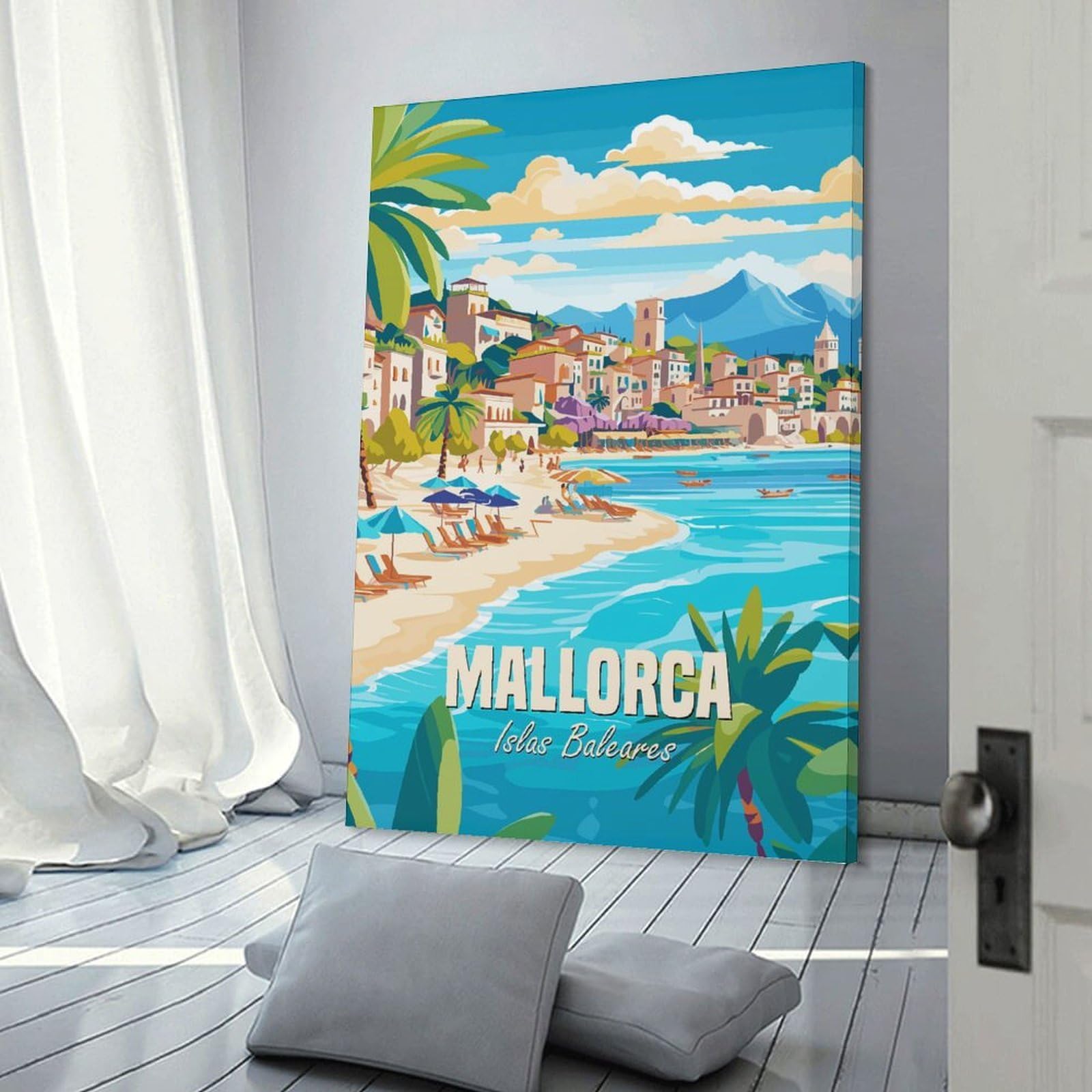Junmoney Decorative Wall Artwork Mallorca Islas Baleares, 24x36inch(60x90cm), for Living Room, Lounge Or Sitting Room, Modern Wall Decor for Cosy Interiors
