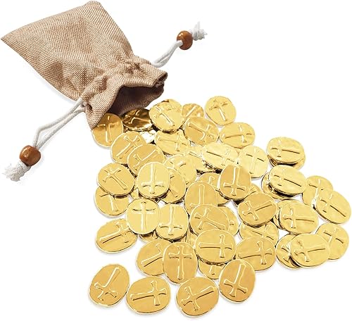 Vista 10 de Juego de 20 fichas de cruz de bolsillo a granel, dijes cristianos de metal plateado de doble cara para folletos de iglesia, pequeño recuerdo de fe