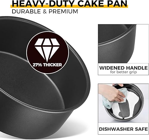 Miniatura 8 de HONGBAKE Moldes para pasteles de 6 pulgadas para hornear, juego de moldes redondos de pequeña capa con 120 piezas de papel pergamino, lata circular